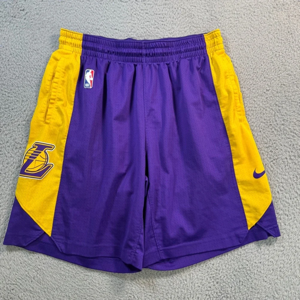 Nike Los Angeles Lakers NBA Dri-FIT Basketball Shorts Mens XL Purple Yellow